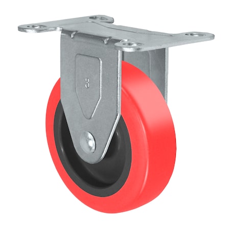 Durastar Caster; 5x1 Rigid Fork; 5x1 PPU Wheel, Red/Black; Plain Bore; 2-3/8x3- 06CR510PPU81K-01